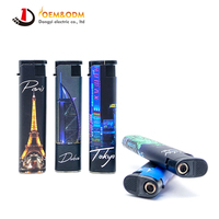 Briquet à gaz jetable Dongyi 2025 OEM 77mm coupe-vent à motif DIY, personnalisable avec logo, pour cigares et cigarettes