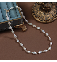 Collier de perles d'eau douce irrégulières de style baroque avec fermoir OT incrusté de diamants en forme de cœur, Niche, Simple et polyvalent