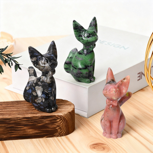 Vente en gros de sculptures d'animaux en cristal naturel, sculpture de chat en cristal sculptée à la main pour la décoration - Product Image 3
