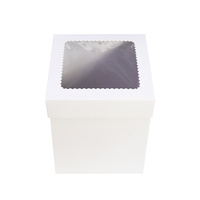 Caja para Pastel Cúbica Alta de Cartón Corrugado Blanco al por Mayor con Ventana, Diseño Plegable, Resistente, Desechable, con Laminado Mate, para Empaque de Alimentos