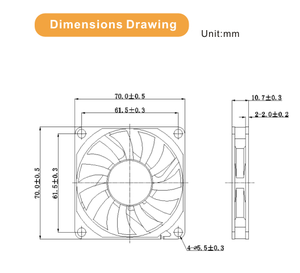 Vitesse de vitesse moyenne 70*70*10mm tension personnalisée 5 12v 24 volts DC ventilateur de refroidissement axial sans brosse - Product Image 3
