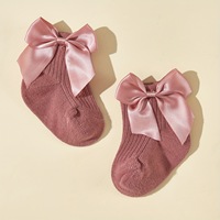 Chaussettes décontractées montantes respirantes et antibactériennes pour bébés filles, blanches et roses, avec nœud en dentelle, design vintage, en coton tricoté, séchage rapide