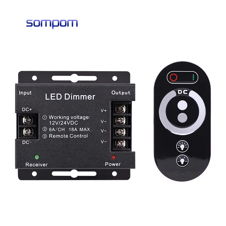 DC12-24V 18A RF Touch RGB Dimmer controller Single Color/ RGB Color Full Remote Controller For LED Strip Light