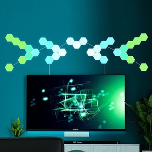Lampe murale intelligente ultra-fine créative amovible, grande lampe LED hexagonale en nid d'abeille, rythme musical, Wifi, lumière intelligente pour salle de jeu - Product Image 5