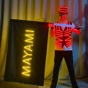 Mayami <b>Light</b> Up Flag Double Sided <b>LED</b> Polyester Banner Aluminum Pole Cheering Props For <b>Bars</b> Nightclubs - Product Image 3