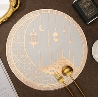 Set de table rond en PVC doré 38 cm, motif lune Ramadan, pour décoration de table islamique, EID Mubarak