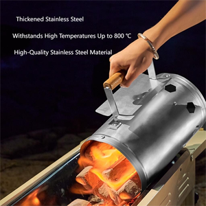 Herramientas de barril de encendido de carbón de fuego rápido para exteriores Arrancador de chimenea de barbacoa con gatillo de liberación rápida - Product Image 6