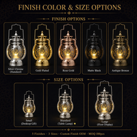 Lanterne LED Ramadan avec logo gravé personnalisé, bougie scintillante en métal, piles USB, 3 tailles, coffret cadeau, Eid, islamique, OEM, vente en gros