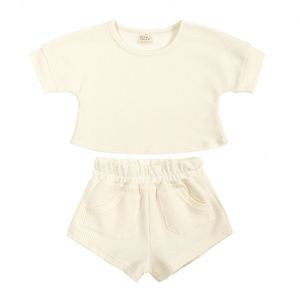 Vêtements d'été pour enfants Waffle Kids, ensembles deux pièces pour enfants, ensembles de vêtements pour tout-petits garçons, ensembles courts unis personnalisés Kids Tales - Product Image 6
