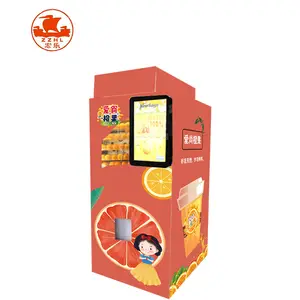 LCD Screen Automatic Coin Operated Orange lemon apple Juice Powder Vending Machine Compressor Cooling Water
