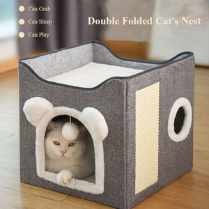Winter warm bedeckte Möbel niedlichen modernen Haustier Eigentums wohnung Katze <span class=keywords><strong>Hideaway</strong></span> Höhlen bett mit Kratz kissen - Product Image 3