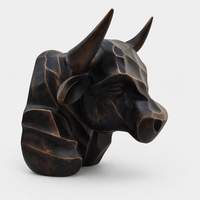 Escultura Abstracta Moderna de Cabeza de Toro en Acero Inoxidable 304/316 Pintado, Arte Animal, Escultura Metálica Personalizada, Tamaño a Medida