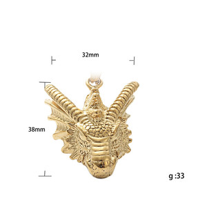Dragon Pendant Necklace Stainless Steel Men's Animal <b>Head</b> Charm Retro <b>Style</b> 190175 - Product Image 5