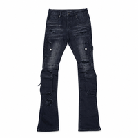 Jean baggy SOONREE pour homme, denim streetwear, multi-poches cargo, coupe large, style Y2K, noir délavé, effet usé, personnalisable OEM