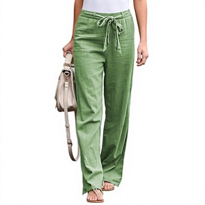 Pantalones de Lino y Algodón para Mujer, Talla Grande, Cintura Elástica, Largura hasta el Tobillo - Product Image 2