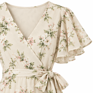 Vestido Maxi de Viscosa con Estampado Floral, Vestido Informal Cruzado con Cuello en V, Manga con Volantes, Corte en A y Dobladillo Asimétrico - Product Image 5