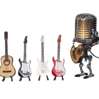 Lampada Decorativa per Casa, Lampada da Tavolo LED Retrò Vintage a Forma di Microfono Robot con Dimmer Touch, Lampada da Scrivania Robot Chitarra