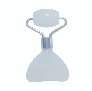 Rodillo de jade blanco natural 2 en 1 y herramienta de belleza Gua Sha para masaje facial - Product Image 1