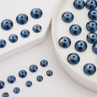YAXI 266-6 6mm Perles de strass à dos plat en résine époxy bleu denim, forme plectre de guitare, pour la confection de bijoux et accessoires vestimentaires, en boîte
