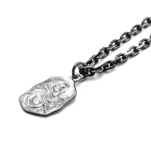 Usine prix HIP hop punk collier en argent sterling pendentif vierge Marie pendentif bijoux pour hommes