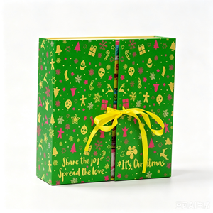 Custom Green Advent <b>Calendar</b> Box Book Style Full Color Print Satin Ribbon OEM Christmas Countdown Packaging Wholesale Supplier - Product Image 1