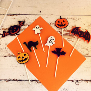 Halloween Collection Baking <strong>Cake</strong> Decoration Ghost House Pumpkin <strong>Spider</strong> Card Plug-in Funny Dress Up Shiny - Product Image 1