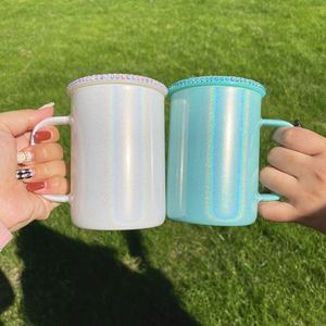Mugs de voyage en verre pour café, 17 oz, colorés, à sublimation vierge, avec couvercles en plastique PP brillants, entrepôt USA - Product Image 1