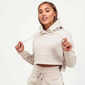 Sudadera Corta con Capucha y Logotipo Personalizado para Mujer, Sudadera Corta de Manga Larga de Color Sólido, Chándal para Mujer - Product Image 6