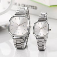 Montre de couple 2 pièces/ensemble, montre carrée tendance pour homme, montre à quartz analogique, montres de travail pour homme, cadeau, reloj hombre, sans boîte