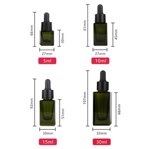 Venta al por Mayor de Botellas de Vidrio Cuadradas Verdes de 10ml/30ml con Gotero, Marca <span class=keywords><strong>Doully</strong></span>, Impresión por Transferencia de Calor para Uso Cosmético, Esencia - Product Image 4
