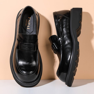 Papai Dushi Mocassins en cuir véritable pour hommes, semelle souple, talon moyen, chaussures décontractées pour affaires - Product Image 3