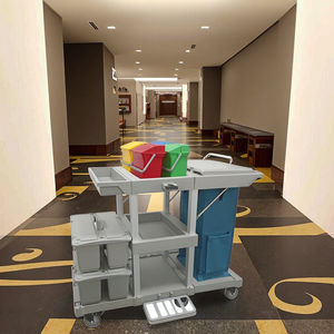 Chariot de nettoyage multifonctionnel commercial pour hôtel, en plastique, avec double seau, pour le service de nettoyage - Product Image 4