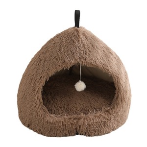 Nido portátil de invierno para mascotas, alfombrilla suave y cálida para perros con bola de piel divertida, patrón sólido transfronterizo, alfombrilla interior separada, Cama de Gato de felpa - Product Image 5