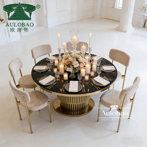 Hotel Furniture Glass Gold Stainless Steel Wedding <b>Round</b> <b>Table</b> for Wedding - Product Image 3