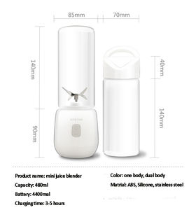 <span class=keywords><strong>Frullatore</strong></span> Portatile USB da 400 ml, <span class=keywords><strong>Mini</strong></span> <span class=keywords><strong>Frullatore</strong></span> Tascabile per Frullati Quotidiani Kkstar Milik con 4 Lame e Due Bottiglie, Vendita Calda 2020 - Product Image 5