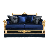 Ensemble de canapés en velours bleu de style français, mobilier de luxe royal, ensemble de salon en bois massif classique, Majlis arabe