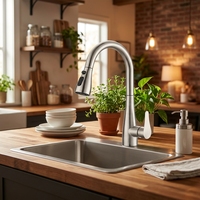 Robinet de cuisine moderne monocommande à poser, en acier inoxydable, avec valve en céramique, mitigeur chaud/froid monotrou pour évier de cuisine