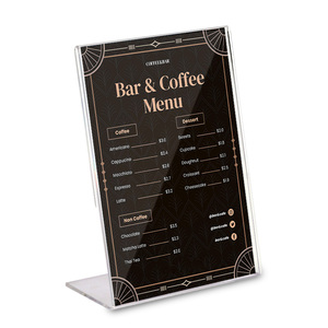 Tùy chỉnh hình chữ L bóng bề mặt trong suốt Acrylic Bảng thẻ cắt cho Menu hiển thị cho trung tâm nhà hàng phía trước bàn - Product Image 3