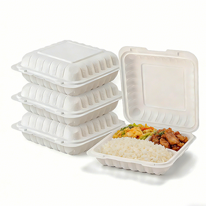 Cajas de Alimentos con Forma de Concha de Almeja Blanca Lisa 803, Envases para Almuerzo, Comida Rápida, Tapa con Bisagras Segura para Llevar - Product Image 1