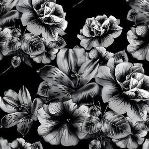 Nueva Tela de Moda con Estampado Floral Koshibo en Blanco y Negro, Colores Personalizados, Elegante, para Vestidos de Novia - Product Image 3