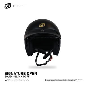 Casco Retro de Media Cara JP Signature, con un Elegante Acabado Negro Mate para una Protección de Estilo Vintage. - Product Image 2