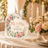 Plaque commémorative en acrylique en forme de cœur, personnalisée, cadeau pour Noël, mariage, couple, décoration de table à la maison