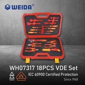 WEIDA 18PCS VDE 1000V Insulated Tool Kit IEC 60900 Certified High Voltage Electrician Repair <b>Set</b> WH07317 IEC 60900 2018 Complian - Product Image 1