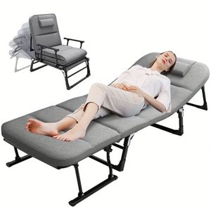 Lit simple pliant d'extérieur réglable et portable en métal, inclinable, pour le camping, avec plusieurs designs - Product Image 1