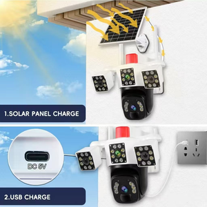 Outdoor Solar <strong>CCTV</strong> Security IP Surveillance <strong>Camera</strong> Three Lenses Color Night Vision Two-Way Audio Wide Angle Cloud PTZ - Product Image 2