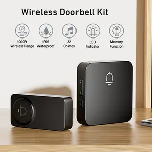 Detectores sem fio 433MHz Intelligent Wireless Doorbell Strobe Doorbell Alarm System Campainha sem fio