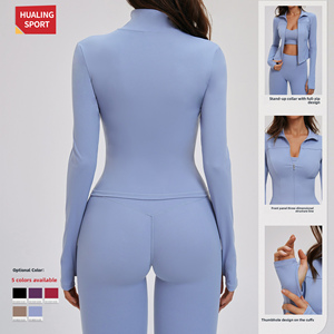 Veste de yoga douce et moelleuse pour femmes, <span class=keywords><strong>haut</strong></span> de sport <span class=keywords><strong>zippé</strong></span> ajusté, vêtements de sport respirants pour la course à pied - Product Image 1