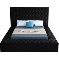 Lit de rangement capitonné en velours, design européen, vente chaude, vente en gros d'usine, pour chambre à coucher, taille Queen/King, couleur noire