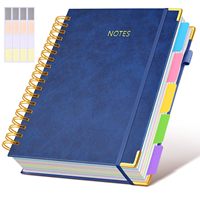 Carnet personnalisé de 8 x 10 pouces avec spirale, lignes, 5 onglets amovibles, en cuir