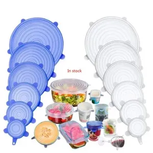 Tampa De Silicone Stretch Tampas Reutilizáveis Hermético Food Wrap Capas Mantendo Fresh Seal Bowl Stretchy Wrap Capa Panelas De Cozinha